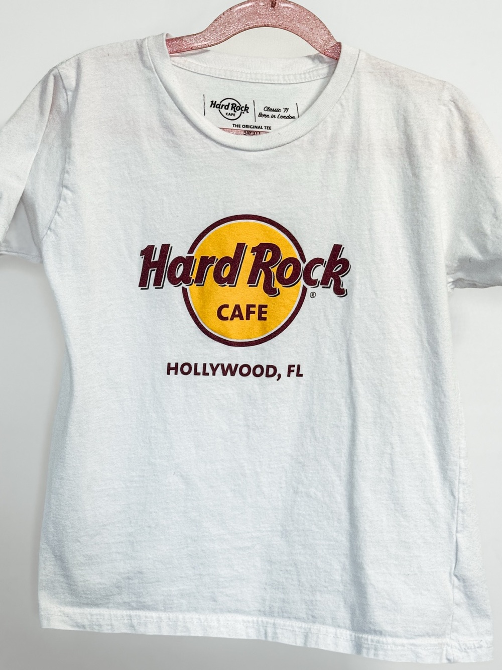 Hard Rock Cafe Hollywood FL Youth Small Logo Tee White